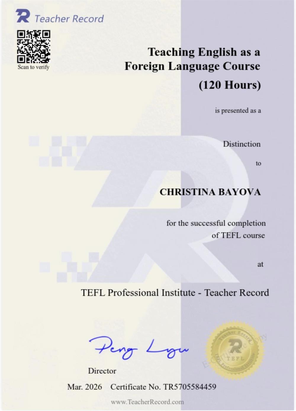 Teaching English as a Foreign Language Course (120 hours)