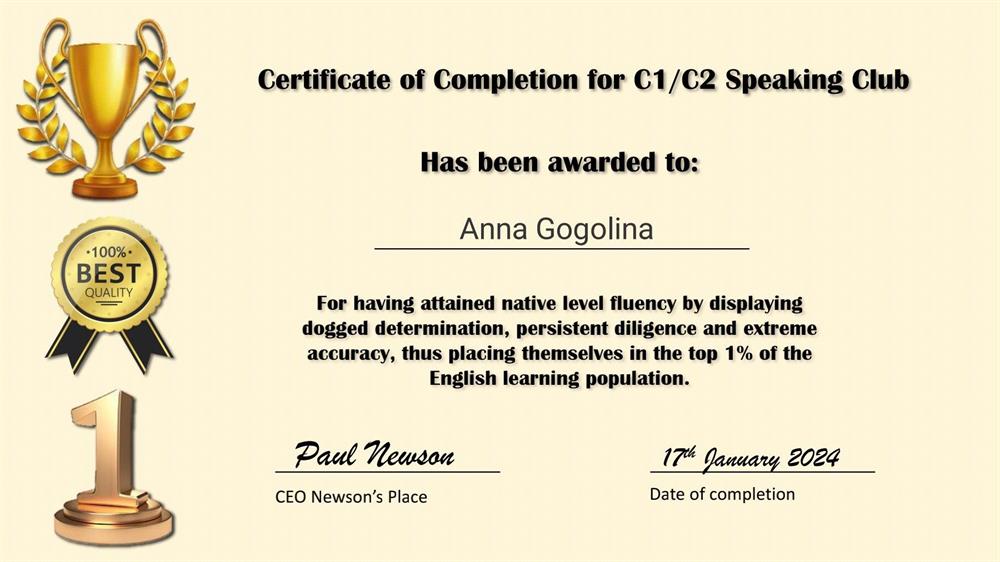 Certificate C2 