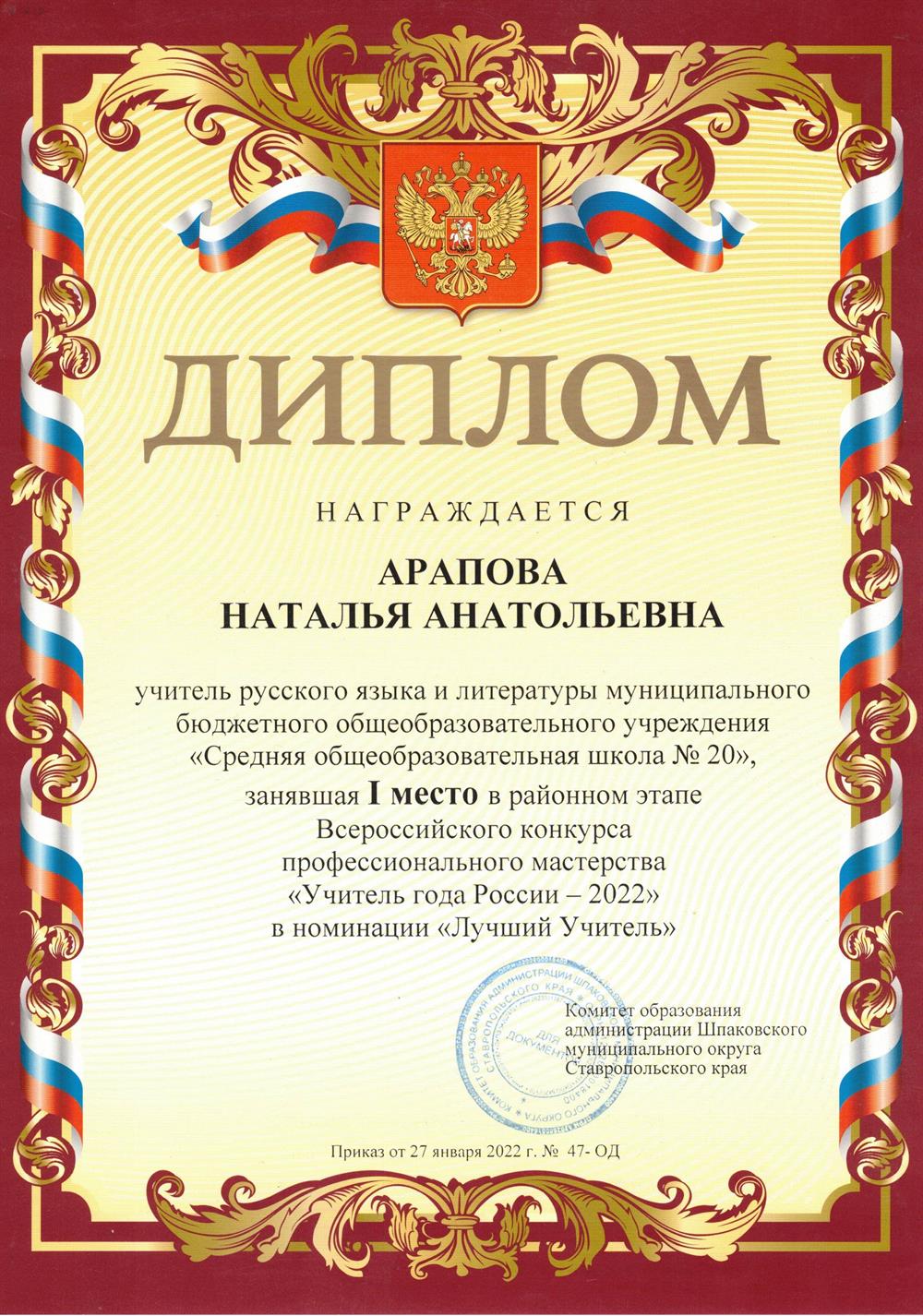 Диплом победителя 