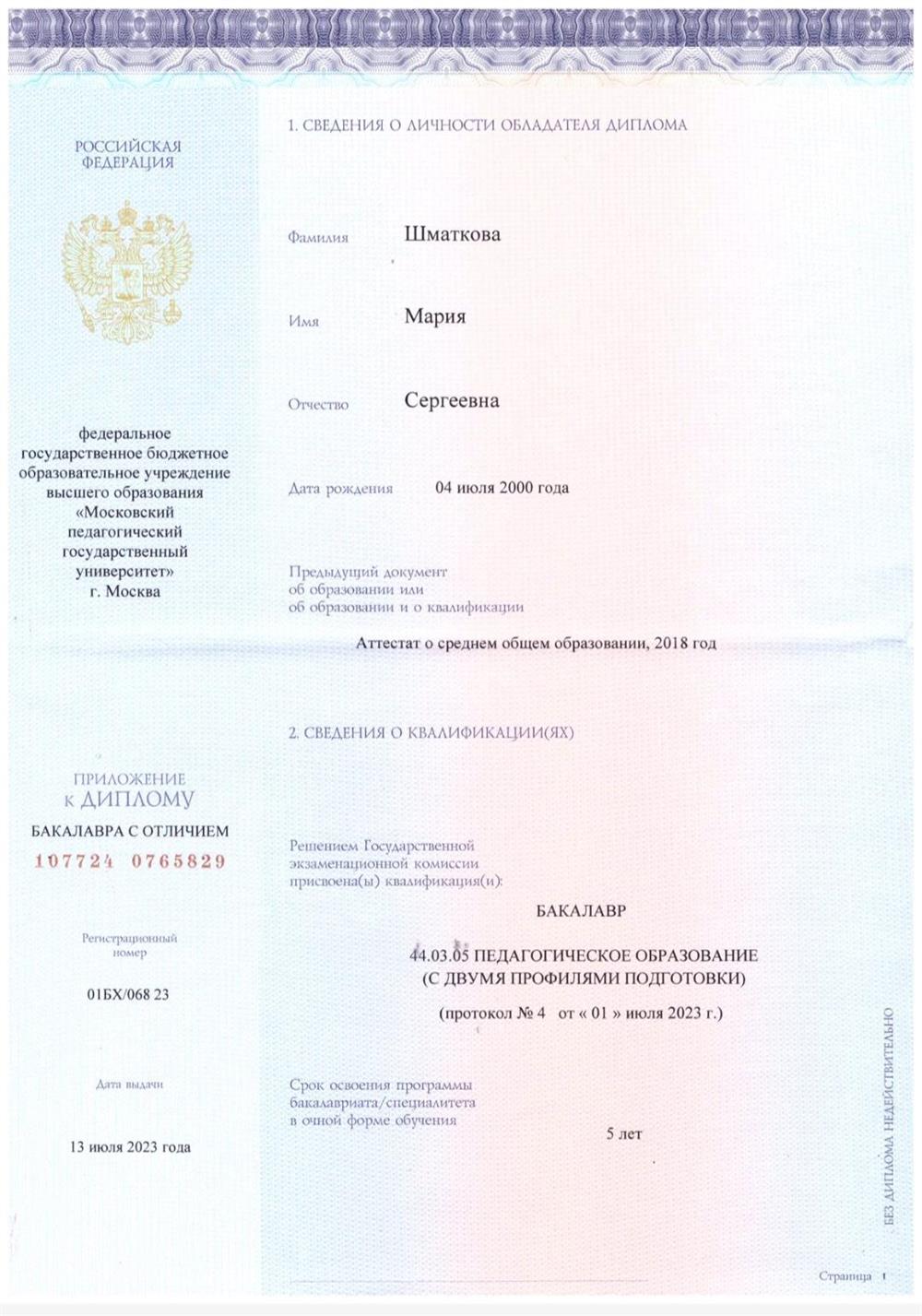 Диплом бакалавра 