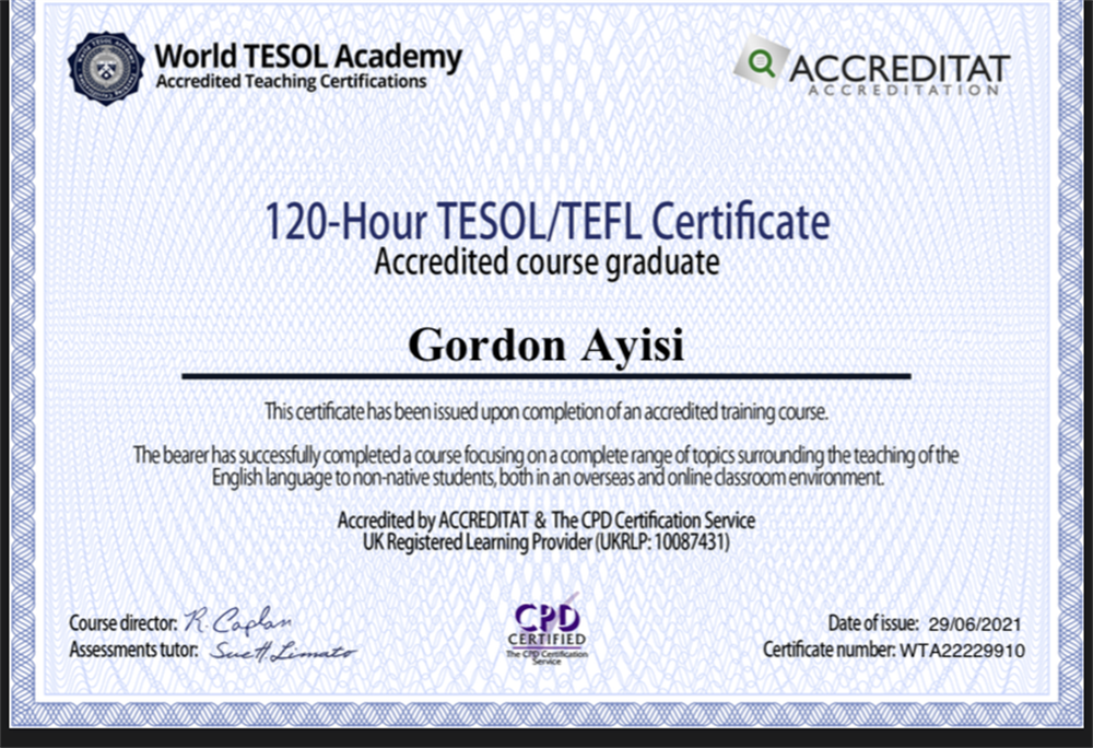 CERTIFICATE  TESOL/TEFL 
