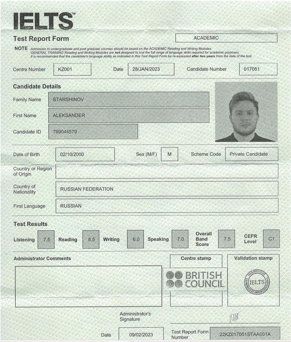 certificate IELTS 