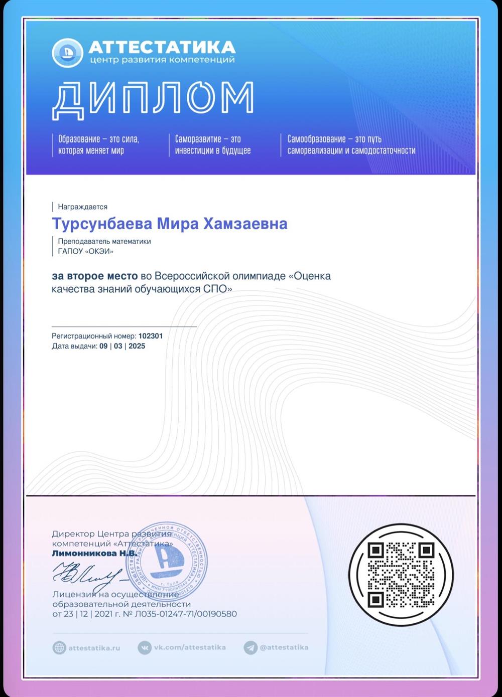 Диплом, олимпиада