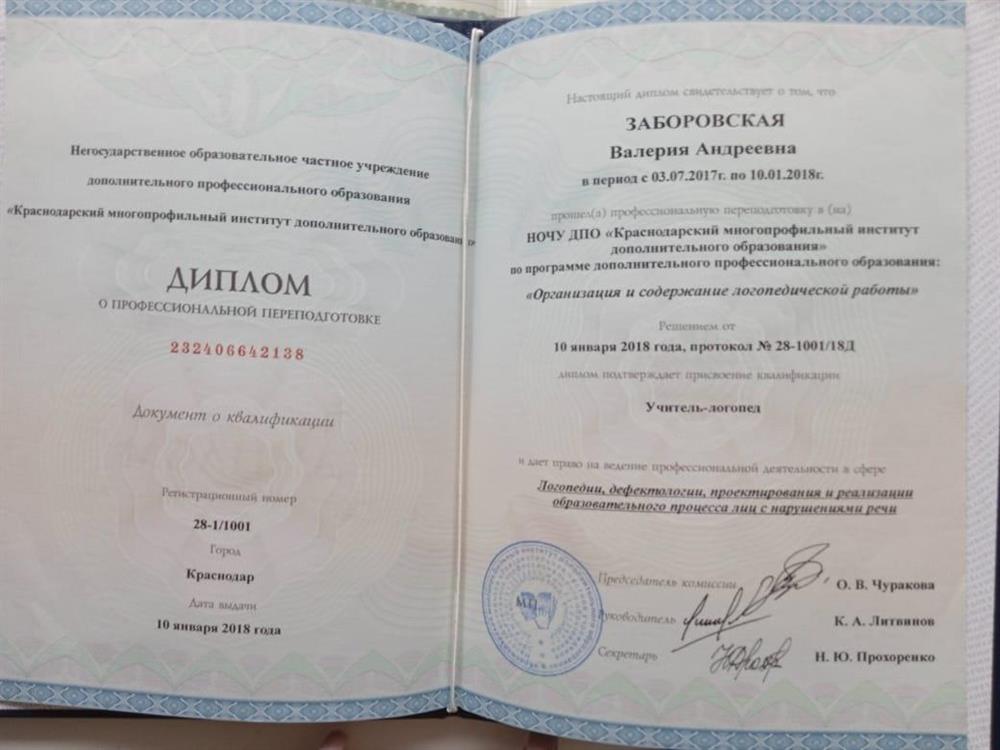 Диплом. Организация и содержание логопедической работы 