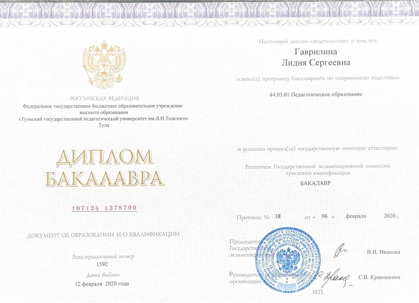 Диплом Бакалавра