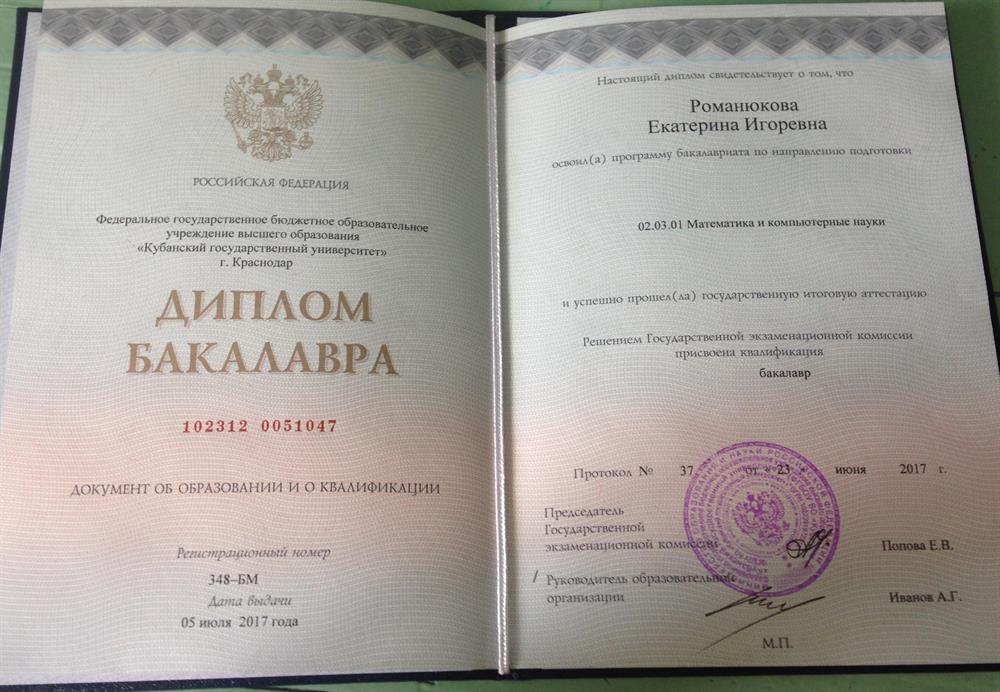 Диплом бакалавра 