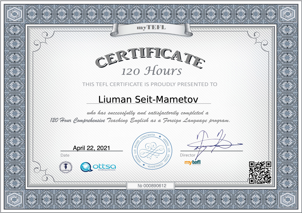 Certificate TEFL 