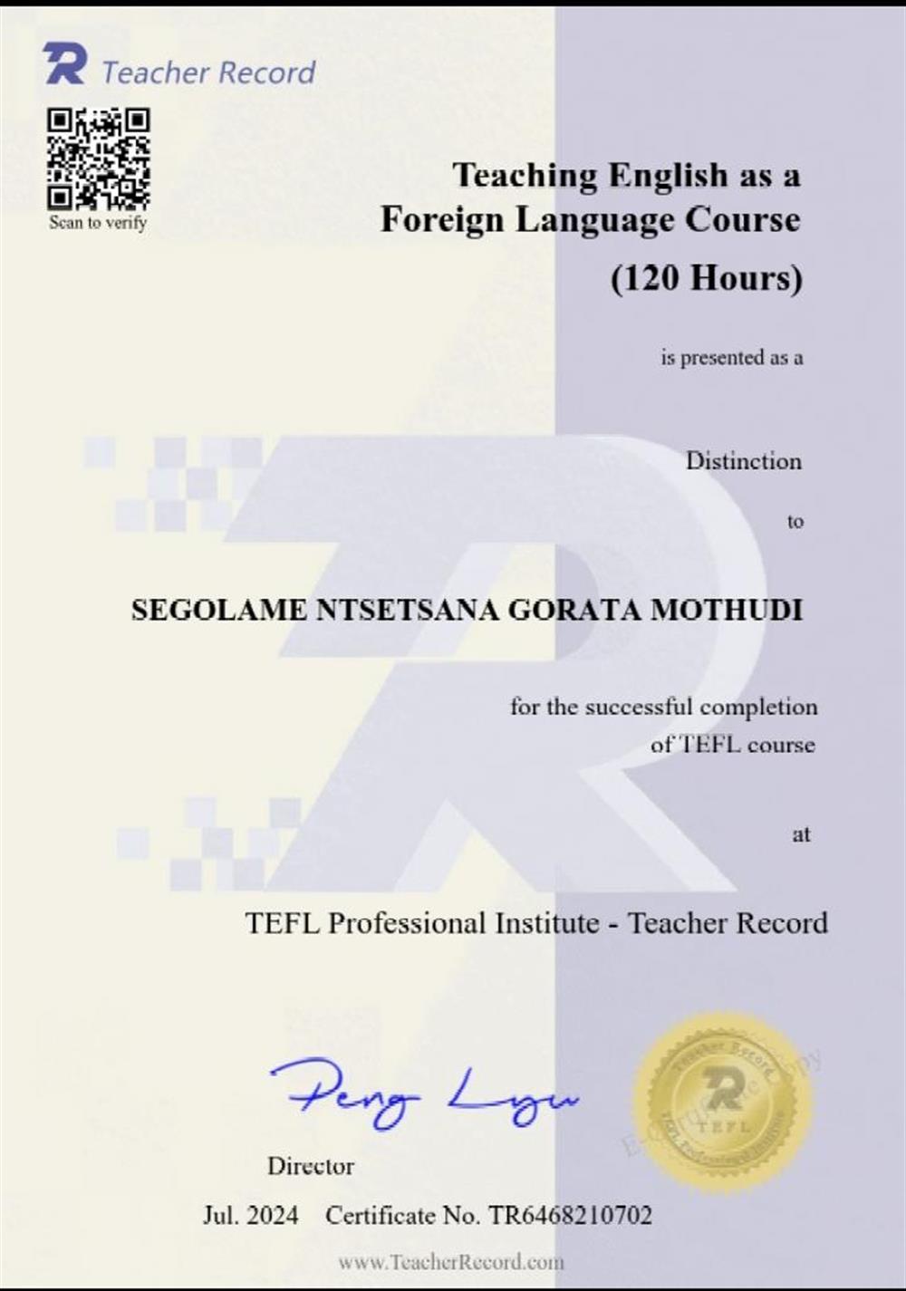 TEFL Certificate