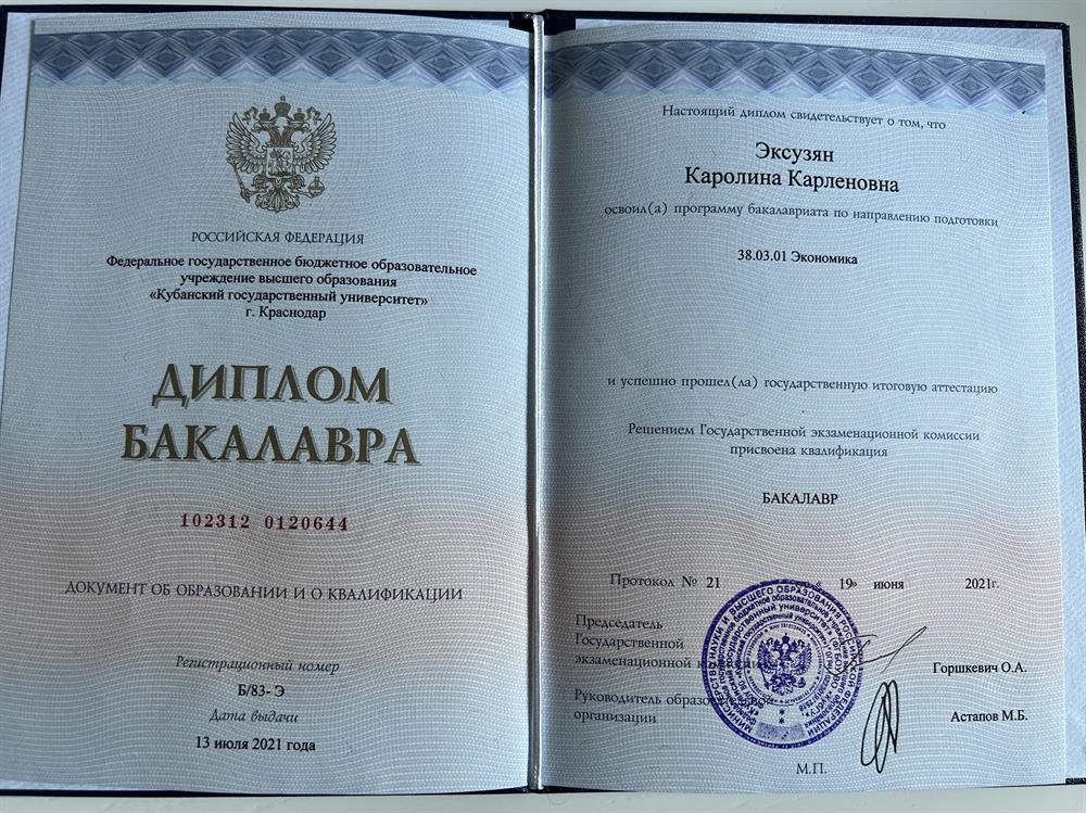 Диплом бакалавра «Экономика» 
