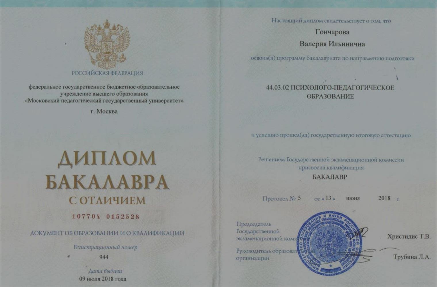 Диплом бакалавра 