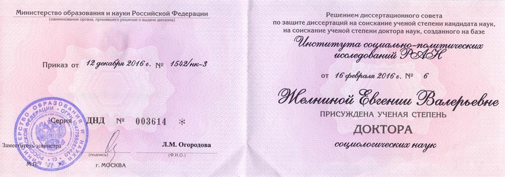 Диплом доктора наук