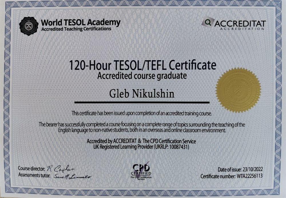 Certificate TESOL/TEFL 