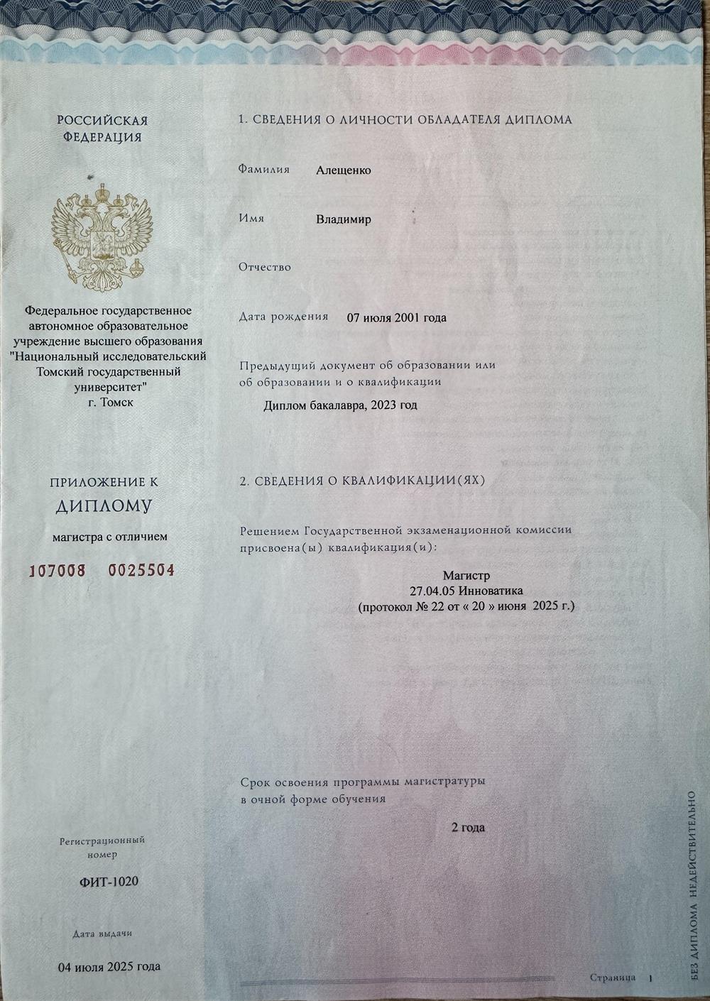Диплом Магистра