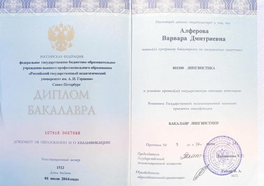 Диплом бакалавра 