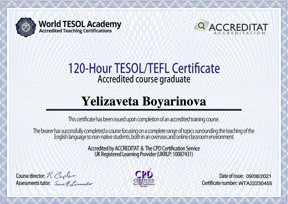 Certificate TEFL/TESOL 