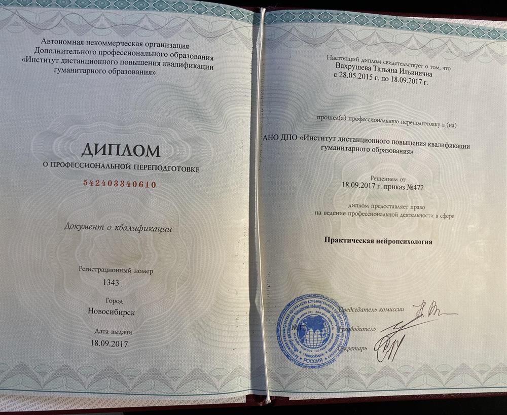 Диплом. Практическая нейропсихология 