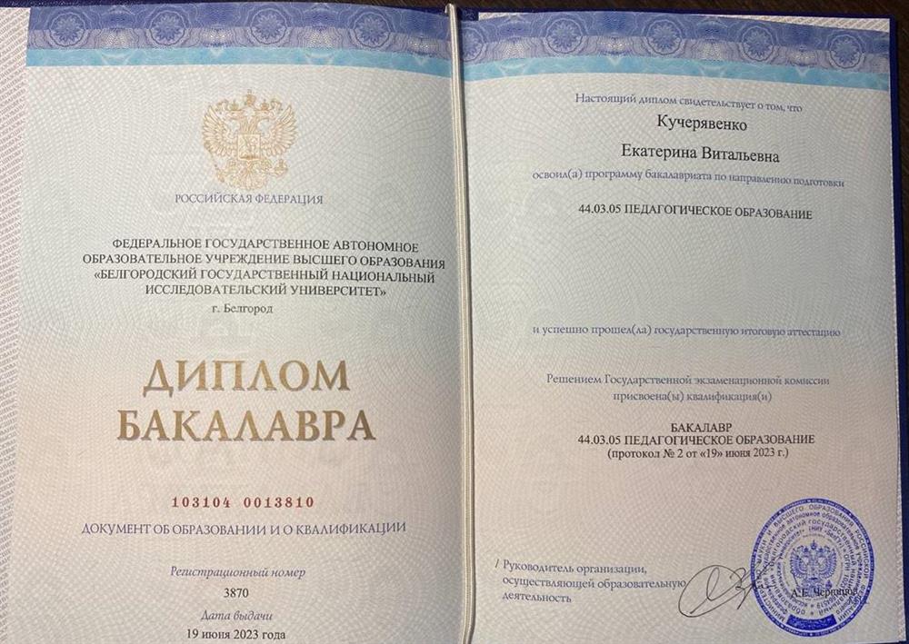 Диплом о высшем педагогическом образовании