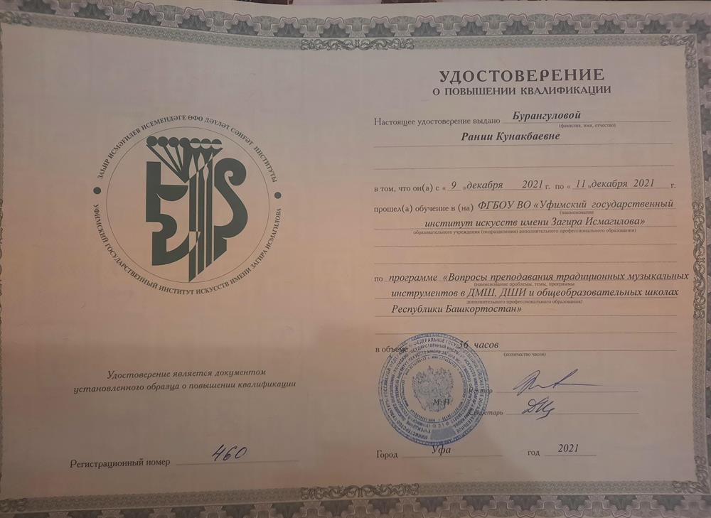 Удостоверение. Курсы повышения квалификации 