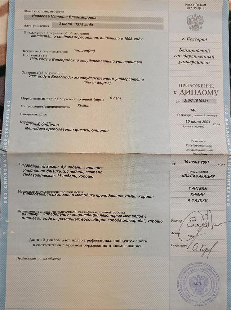 Приложение к диплому.