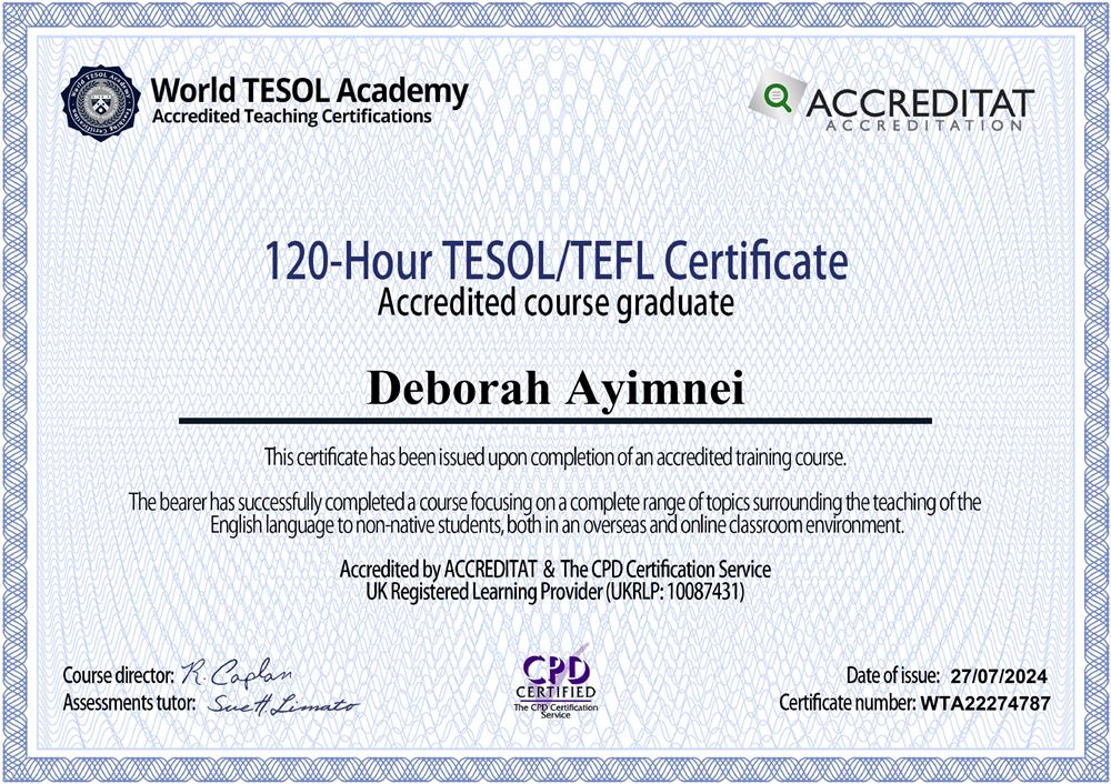 120-Hour TESOL/TEFL Certificate 