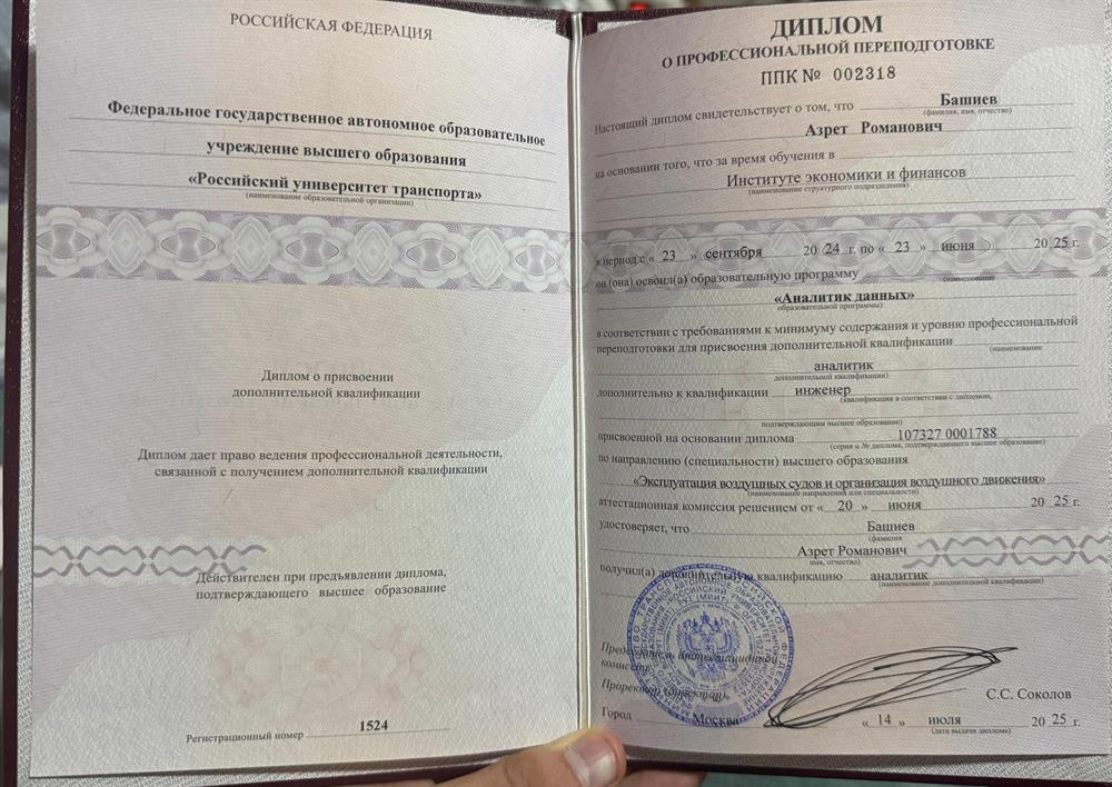 Диплом о доплнительном образовании, Аналитика даных.