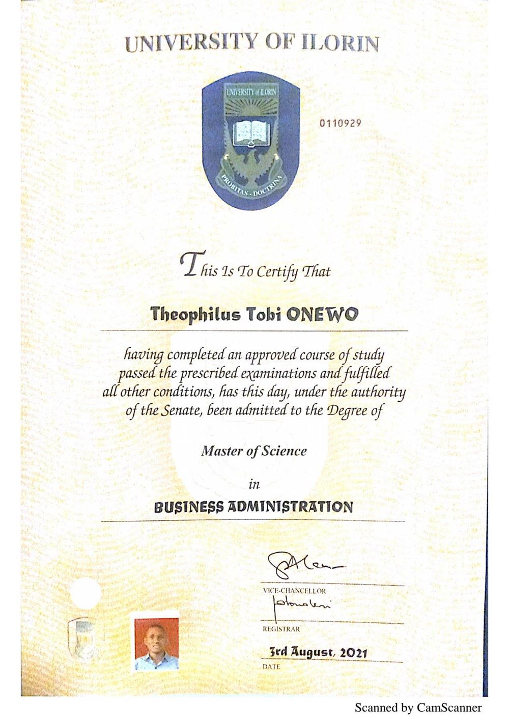 Masters Certificate 