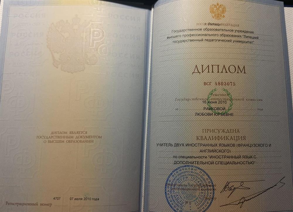 Диплом о высшем профессиональном образовании
