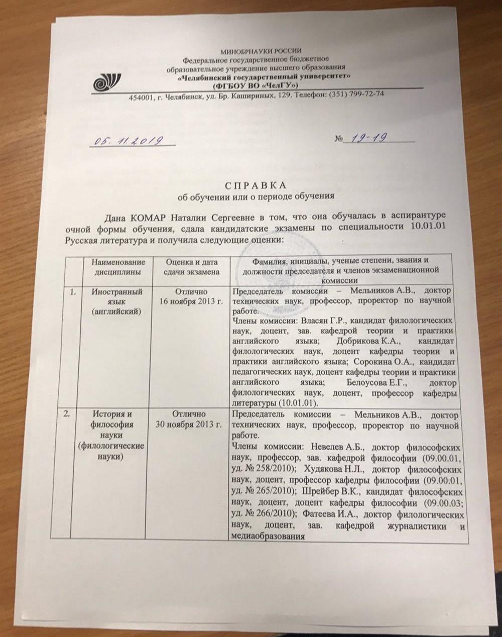 Справка об окончании аспирантуры