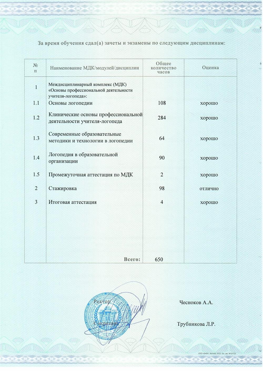 Приложение к Диплому