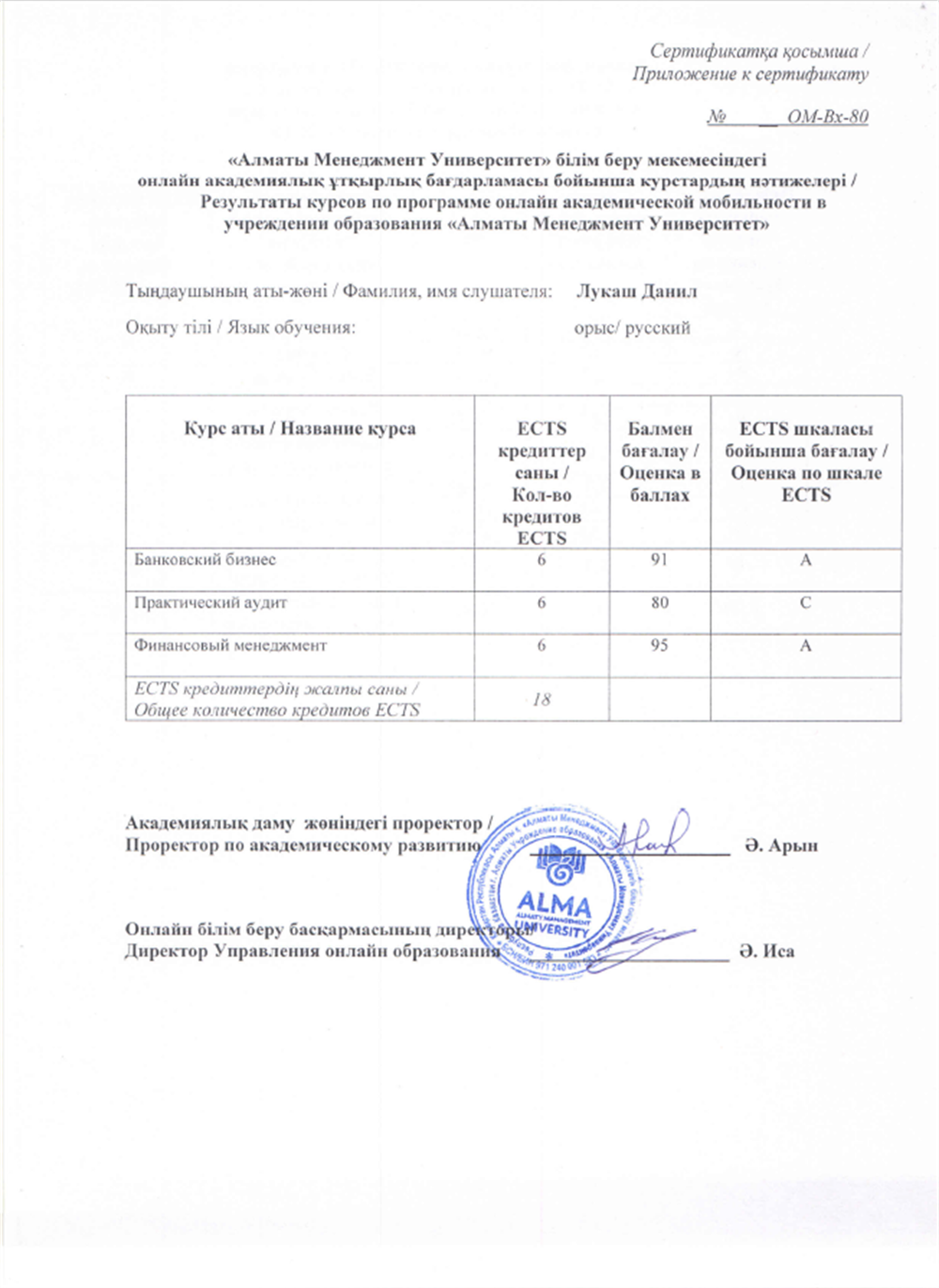 Алматы менеджмент университет, оценки 