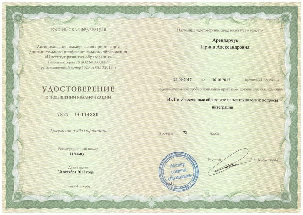 Удостоверение ИКТ и современные образовательные технологии