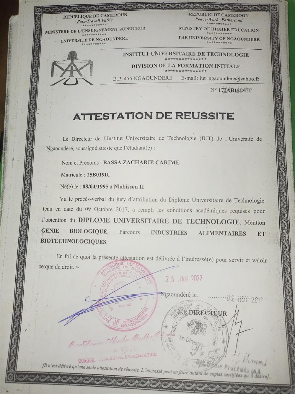 Diplome universitaire de technologie 
