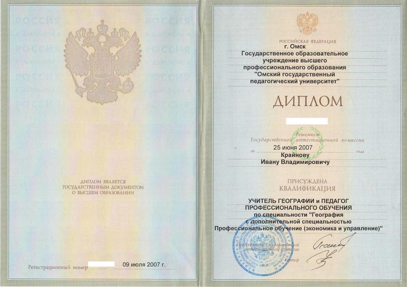 Диплом учитель географии