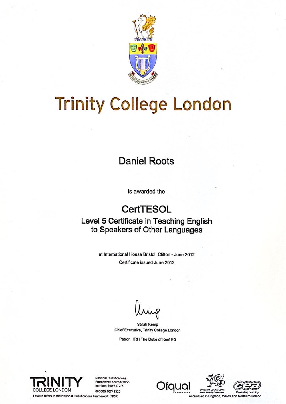 Trinity TESOL Teaching English as a second language qualification 
