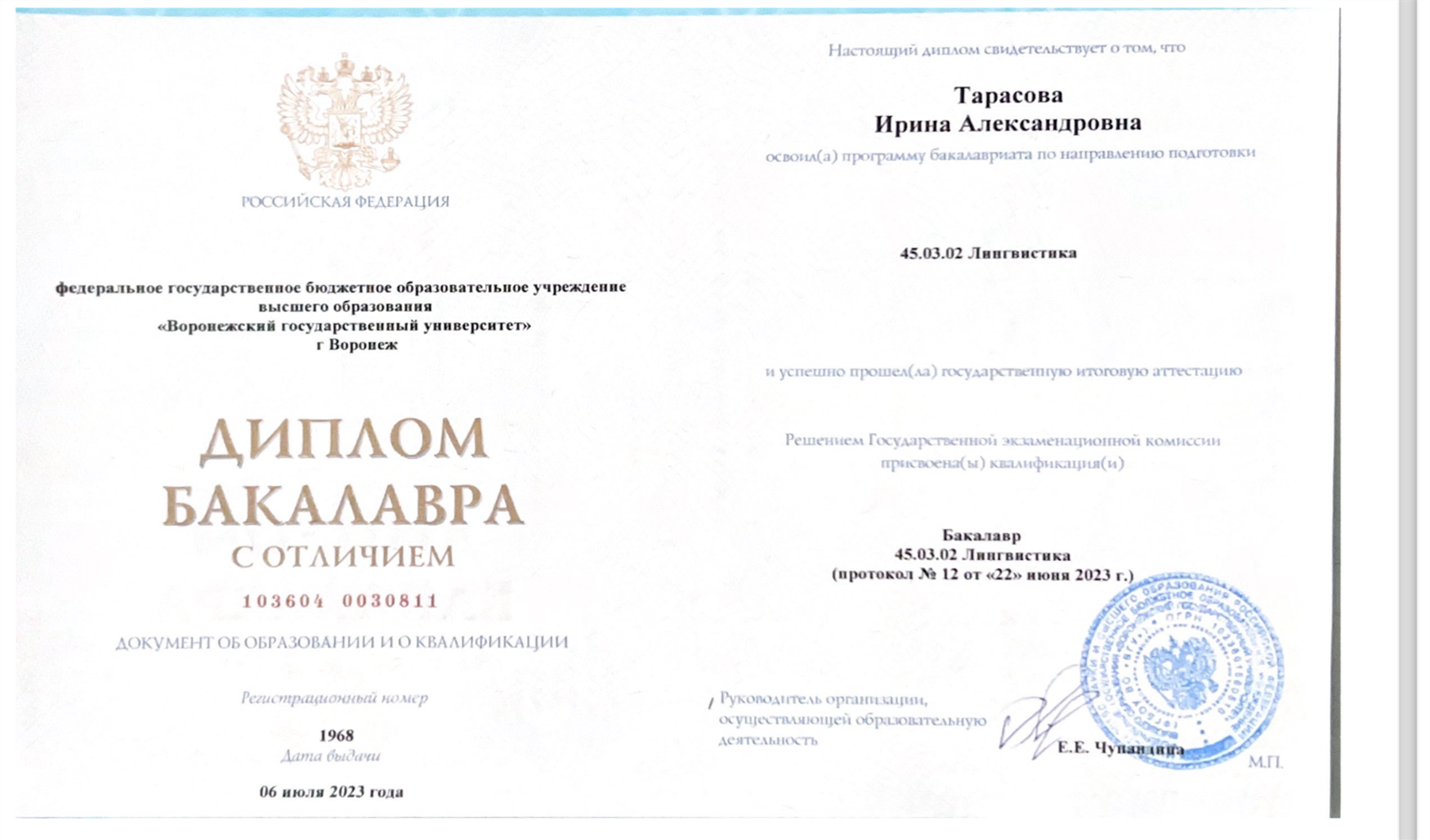 Диплом ВГУ