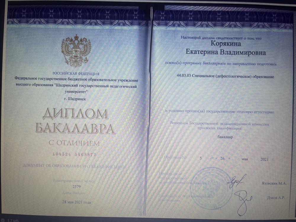 Диплом бакалавра с отличием

