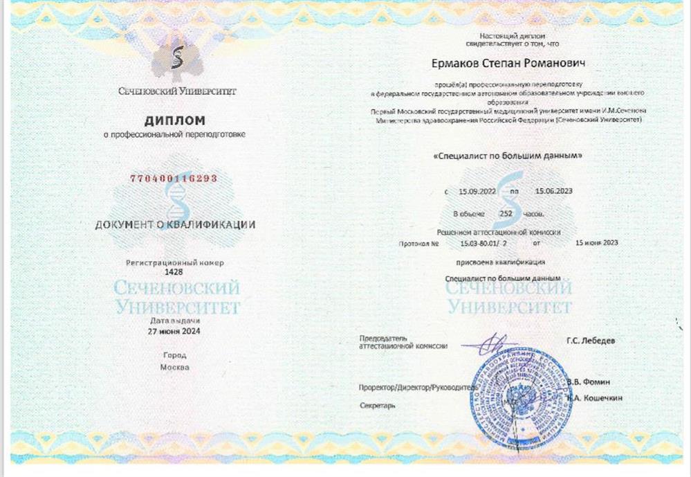 Диплом о профессиональной переподготовке