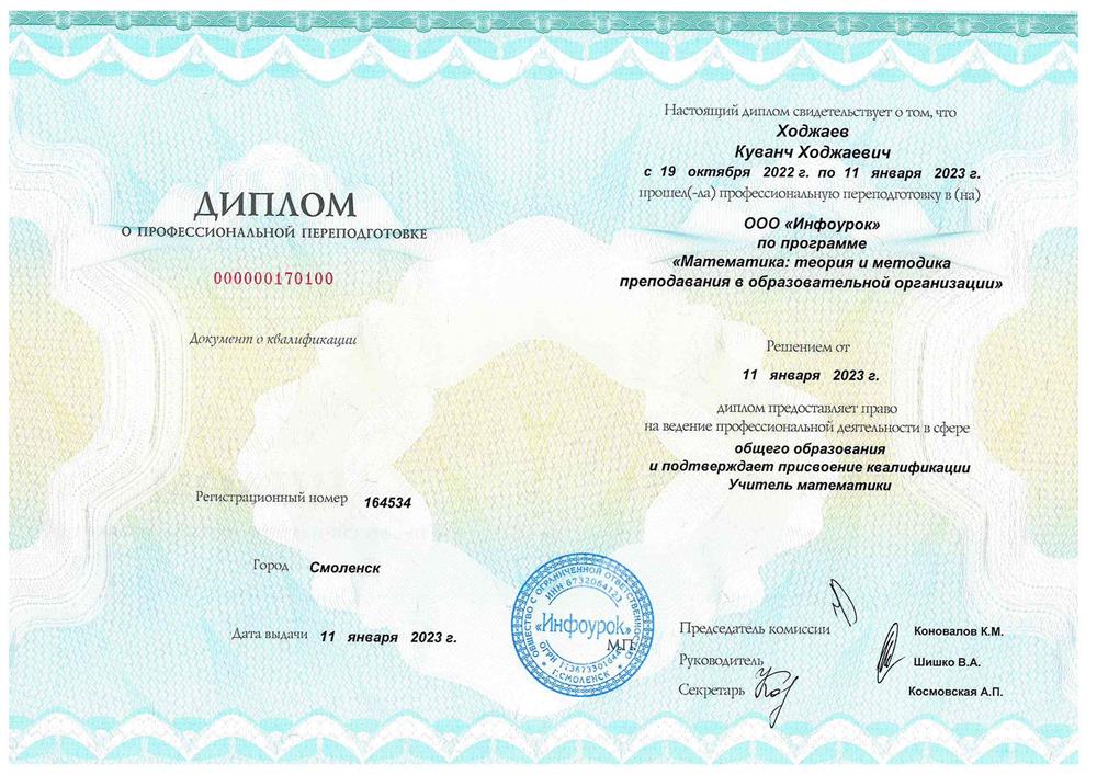 Диплом о профессиональной переподготовке