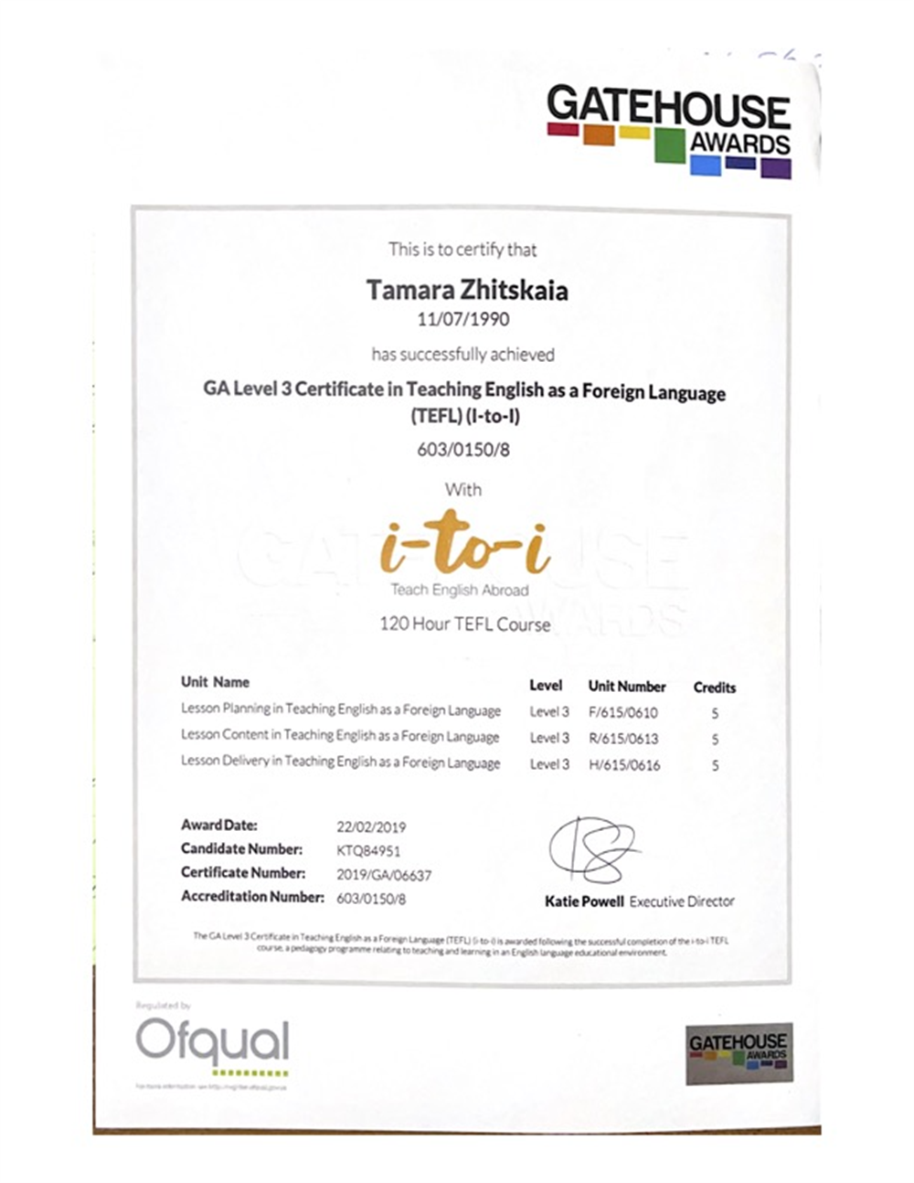 TEFL Certificate 