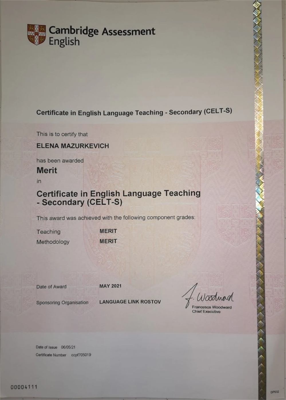 Преподавание подросткам (Кэмбридж, высший балл)