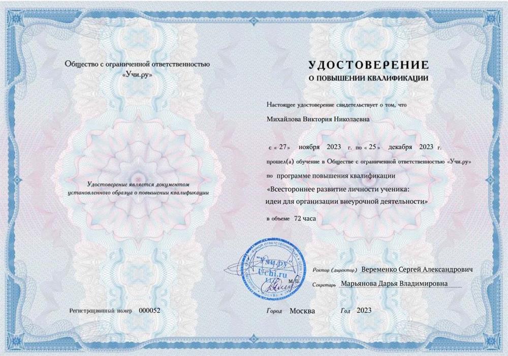 Всестороннее развитие личности ученика:идеи для организации внеурочной деятельности