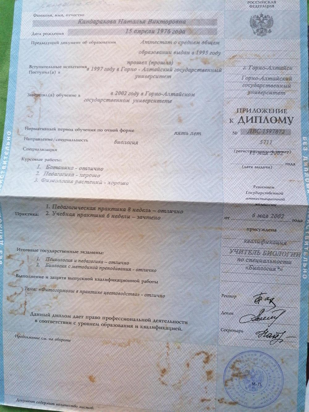 Диплом об образовании