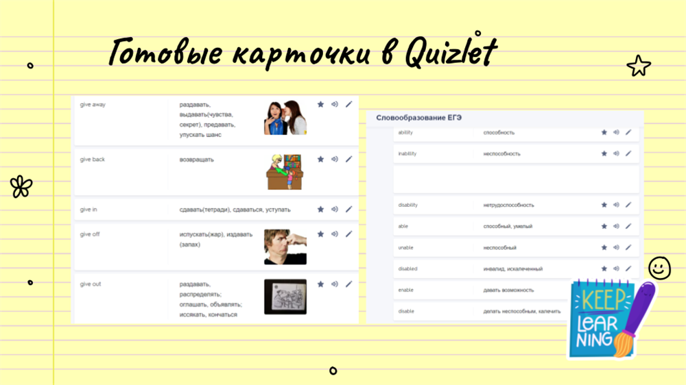 Пособия. QUIZLET