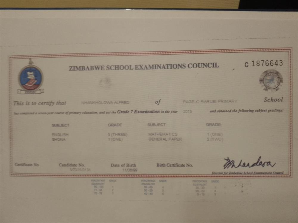 Primary certificate 