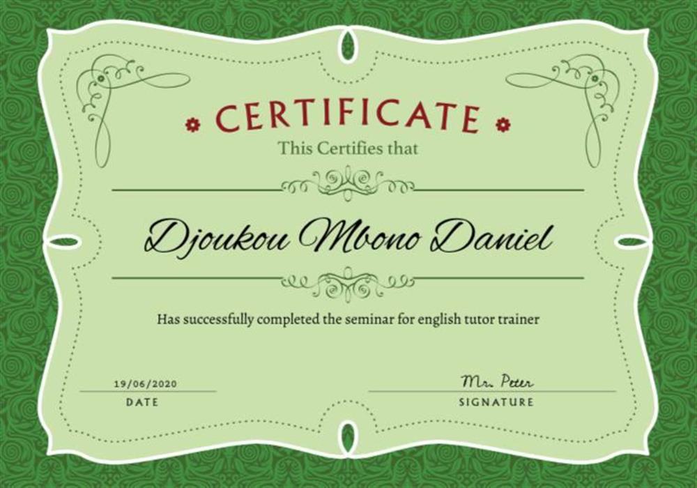 Сертификат. English Tutor Certificate