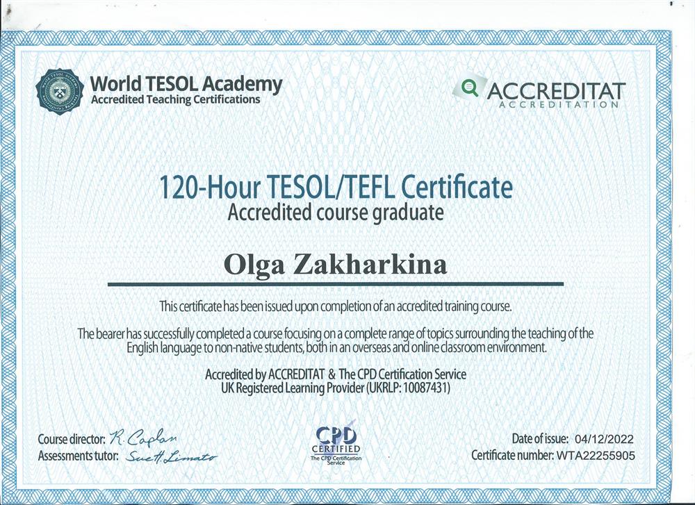 TESOL/TEFL Certificate