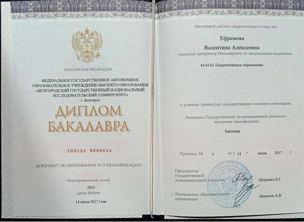 Диплом бакалавра педагогическое образование