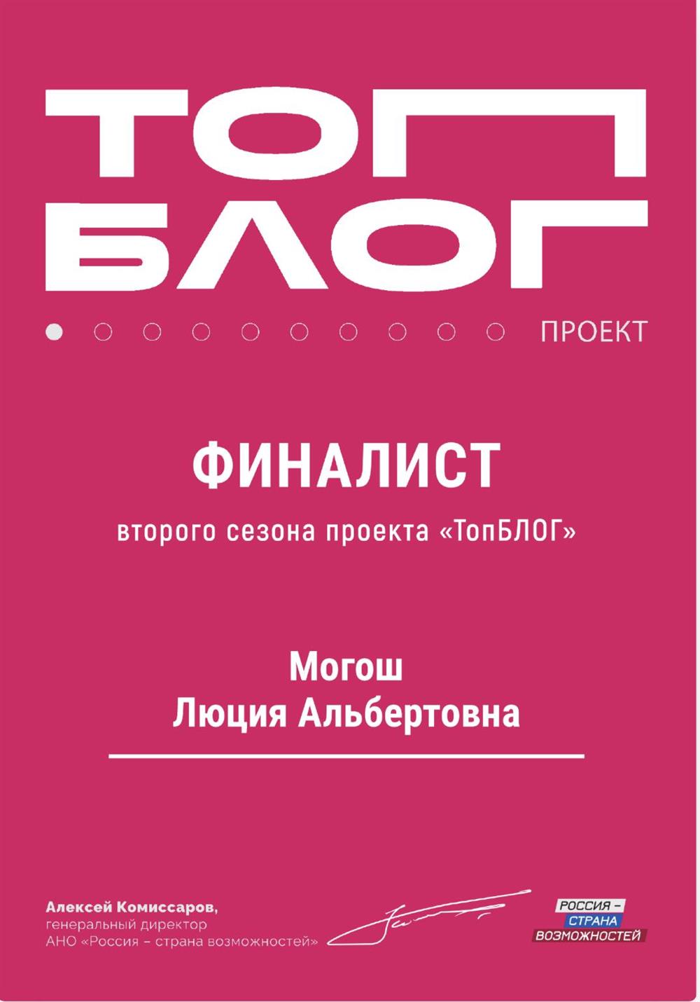 Финалист проекта ТопБЛОГ 