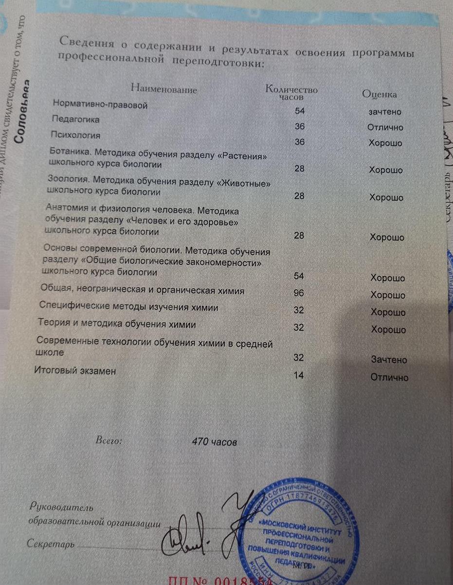 Приложение к диплому учителя 