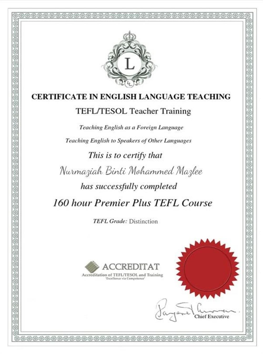 Сертификат TEFL/TESOL